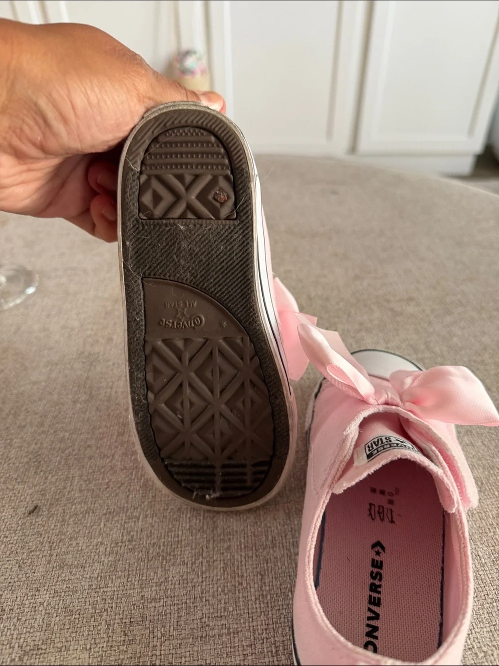 Converse Kids Pink Satin Bow Slip-On Sneakers